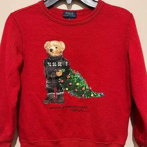 ✨RARE✨Polo Ralph Lauren Red Christmas Holiday Polo Bear Boys Sweatshirt size 6T
